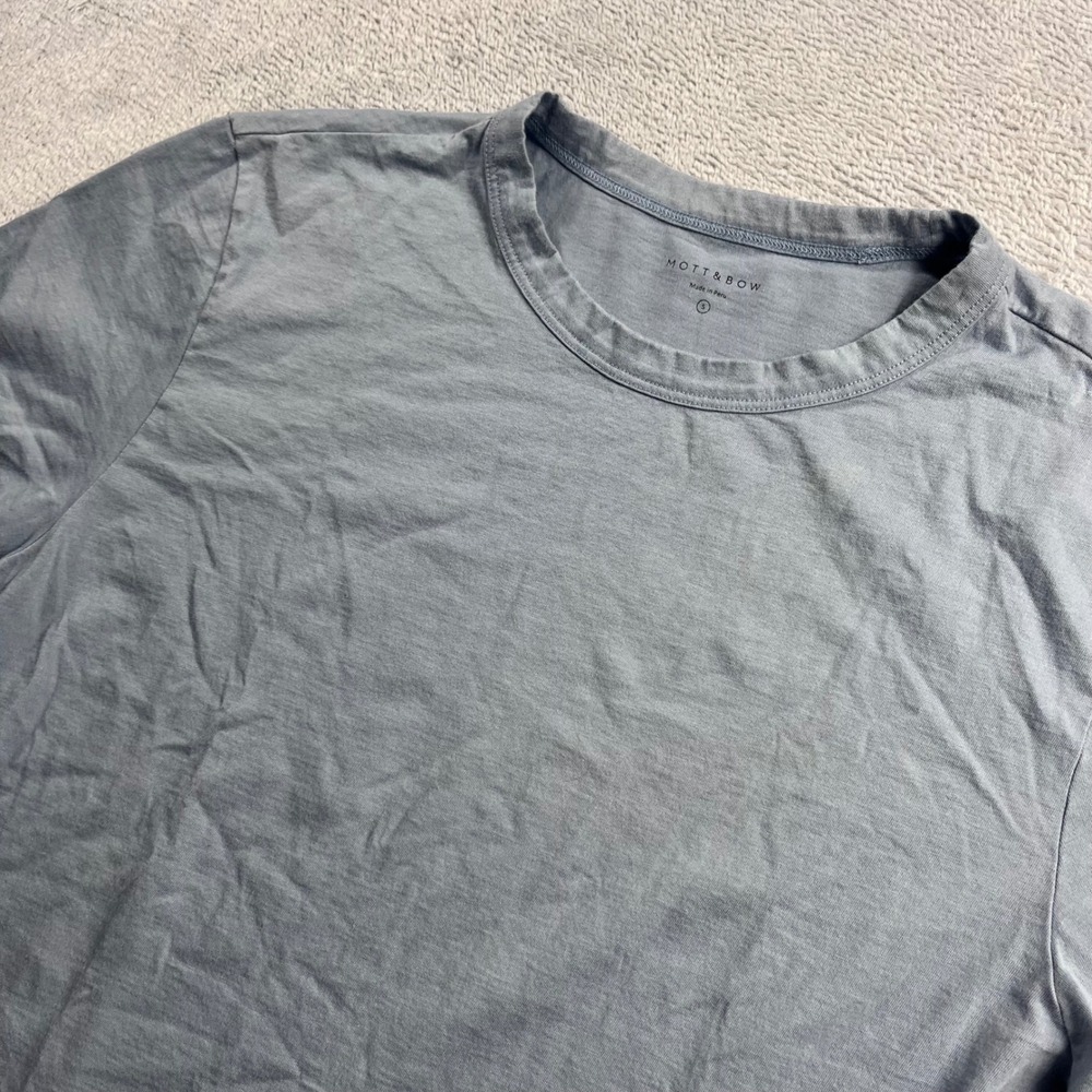 Mott & Bow Mens Short Sleeve Crewneck T-Shirt Slate Blue Gray Size S Cotton